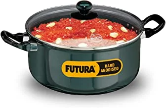 Hawkins Futura Hard Anodised Cook n Serve Stewpot With Glass LID, 5 Litres, Black