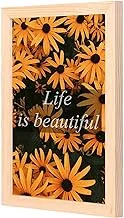 Lowha life is beautifule wall art with pan wood framed ready to hang for home, bed room, office living room home decor hand made wooden color 23 x 33cm by lowha
