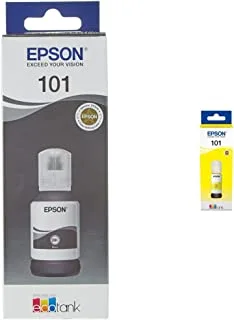 زجاجة حبر أسود Epson 101 EcoTank سعة 70 مل وزجاجة حبر أصفر EcoTank 101 سعة 70 مل