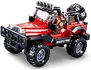 Sluban Model Bricks Series - Red Jeep off road Building Blocks With Mini Figur - For Age 12+ Years Old -253Pcs