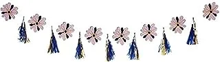 Hema Pink Flower And Tassel Paper Garland For Party And Decoration, 2.5 Meter Length, Pink