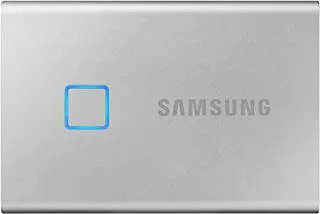 Samsung T7 Touch Portable SSD 500GB - Up to 1050MB / s - USB 3.2 خارجي ذو حالة صلبة ، فضي (MU-PC500S / WW)