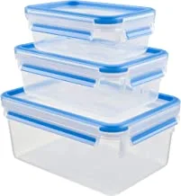 Tefal K3028912 MasterSeal Fresh Box ، حاوية تخزين الطعام البلاستيكية ، تحافظ على الطعام طازجًا لفترة أطول ومقاومة للتسرب بنسبة 100 في المائة ، مجموعة من 3 قطع