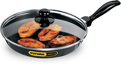 Hawkins Futura Nonstick Frying Pan With Glass LID, 26cm, 3.25mm Thick, 1.5 Litres, Black