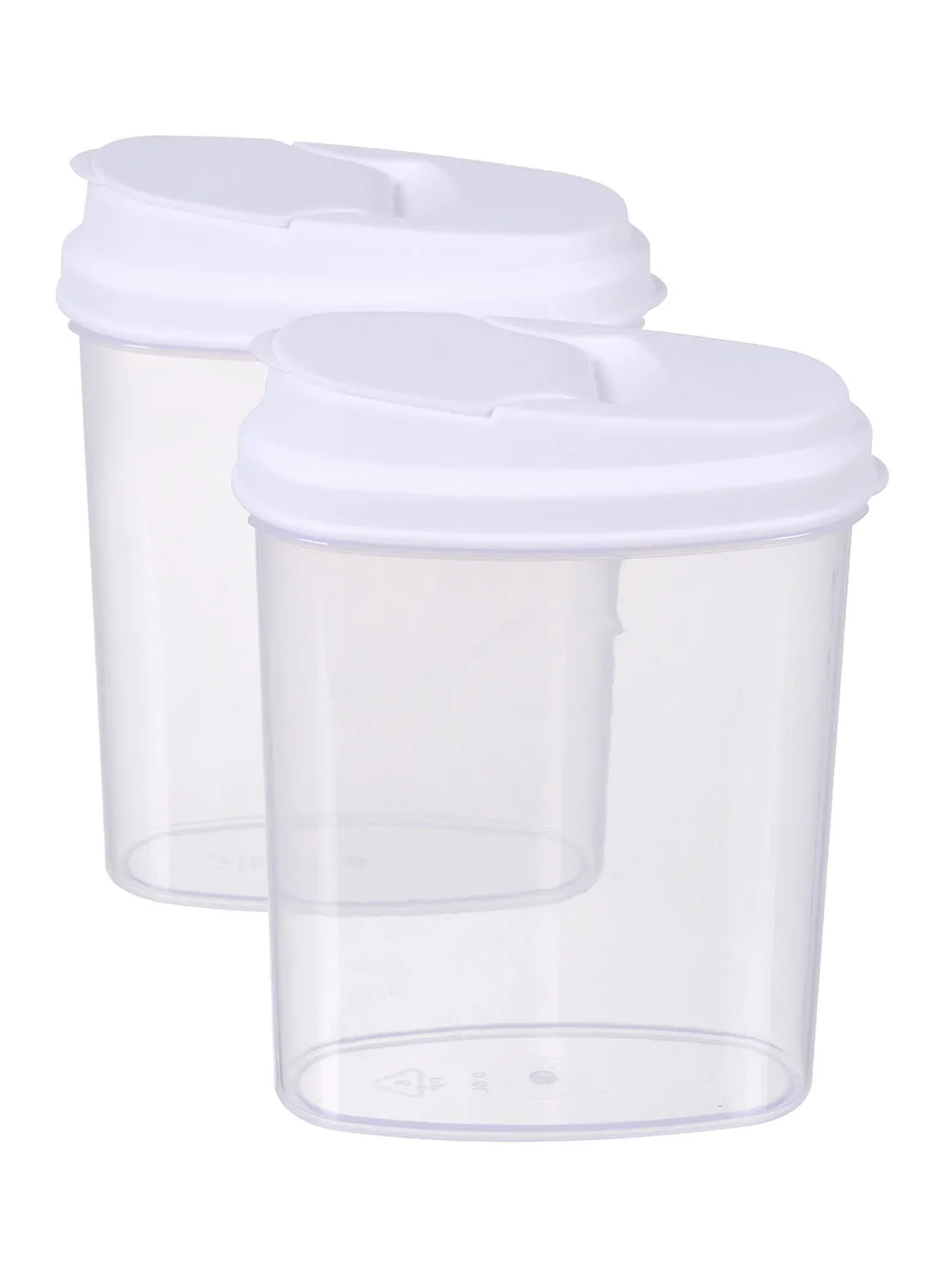 Amal 2 Piece Plastic Food Container Set - Easy Pour Lids - Food Storage Box - Storage Boxes - Kitchen Cabinet Organizers - White