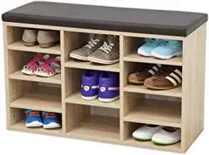 VINCENT (M) shoe cabinet with seating-accommodation core oak - 11 shelves (80 cm)