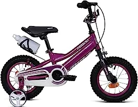 Mogoo Rayon Kids Road Bike For 2-5 Years Old Girls & Boys, Adjustable Seat, Handbrake, Mudguards, Reflectors, Lightweight, Chainguard, Gift For Kids, 14-Inch Bicycle With Training Wheels, Purple