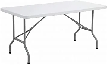 Mcmola 1.8M 6Ft طاولة خفيفة الوزن قابلة للطي ، طاولة محمولة متينة للأماكن الخارجية والداخلية ، اللون أبيض ، Lc-1.8M-6Ft-08