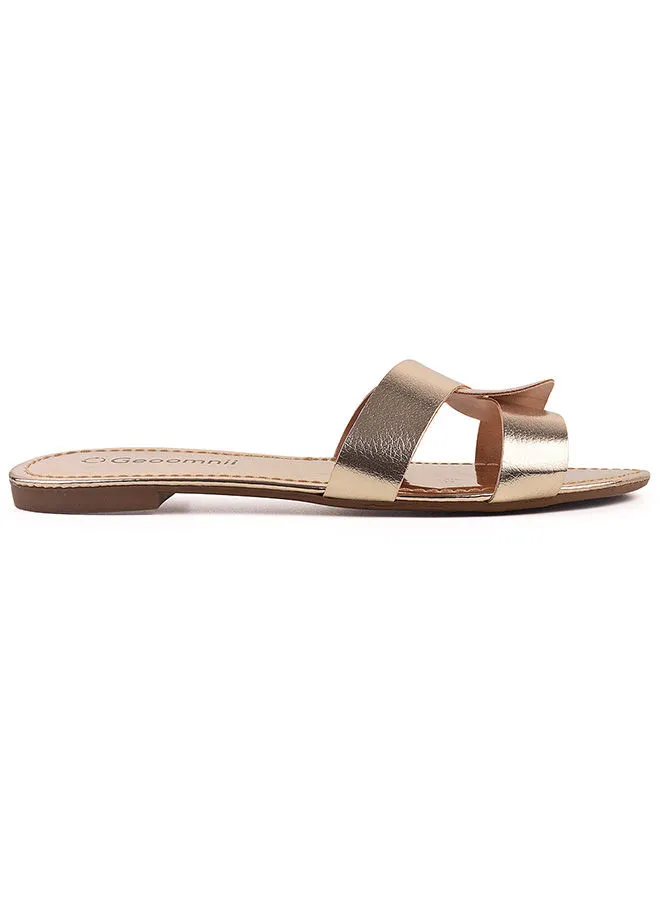 Geoomnii Mabel Dyed Flat Sandals Gold
