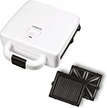 Kenwood Sandwich Maker, 3in 1, Grill, 1300W, 180 Degree Hinge, 2 Non Stick Plates, 4 Slots, SMP94.A0WH, White