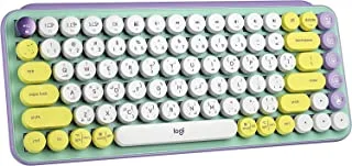 Logitech POP Keys Mechanical Wireless Keyboard with Customizable Emoji Keys, Durable Compact Design, Bluetooth or USB Connectivity, OS Compatible, Arabic keyboard - Daydream, Mint