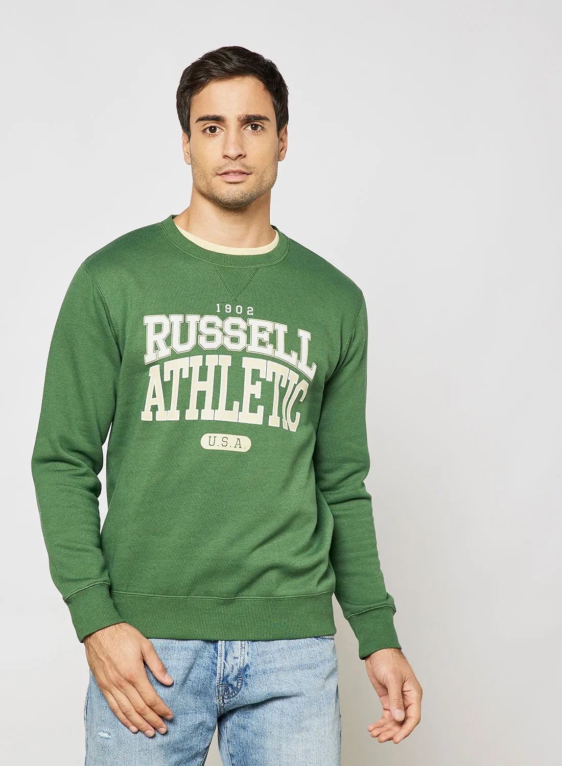 Russell Athletic Logo Print Sweatshirt Green