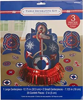 amscan 281617 Anchors Aweigh Party Table Decorating Kit, 1 pack (23 pcs), Multicolor, one size