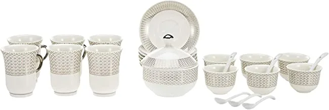 Harmony Cawa Cup, Teapot & Coffee Server - 21 Pieces,White