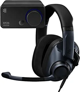 Epos H6Pro Closed Back + GSX 300 Audio Gaming Bundle for Windows and PC, lift-to-mute mic, Lightweight gaming headset with Audio DAC for improved sound, 7:1 surround, Bass Boost, Black