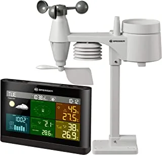 Bresser 5-in-1 Weather Station Weather Center Comfort with Colour Display and multi outdoor sensor