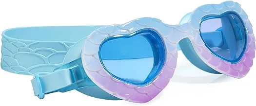 Bling2o Mermaid In The Shade Swim Goggles for Kids Anti Fog, No Leak, Non Slip and UV Protection - Fun Water Accessory Includes Hard Case (INTHESHADE8G-BLUE), One Size