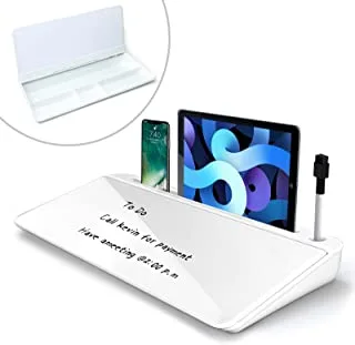 SKY-TOUCH Glass Desktop Computer Pad Dry Erase Board Desk Organizer with Mobile Phone and Tablet Stand Designed for your Home, Office and even School