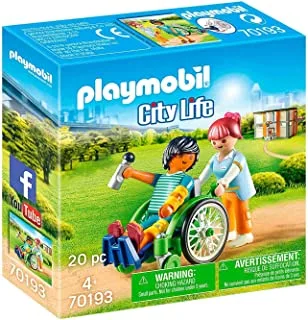 Playmobil 70193 CITY LIFE مريض على كرسي متحرك 4+ ، ملون ، مقاس واحد
