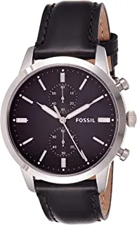 Fossil Townsman Men'S Black Dial Leather Chronograph Watch Fs5396, Analog