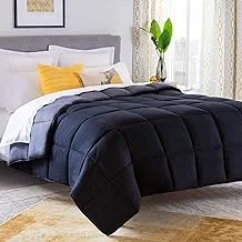 Linenspa All-Season Reversible Down Alternative Quilted Comforter - Hypoallergenic - Plush Microfiber Fill - Machine Washable - Duvet Insert or Stand-Alone Comforter - Black/Graphite - Full