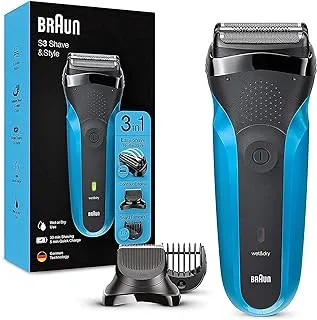 Braun Shaver 310Bt,Series 3 Shave And Style Rechargeable Wet And Dry Electric Shaver, Blueblack