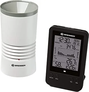 Bresser Wireless Professional Rain Gauge - Weather Station Measuring Rain, Temperature & Humidity, Snooze, Low/high Value Display, Max/Min Storage, Back-light Weather Instrument