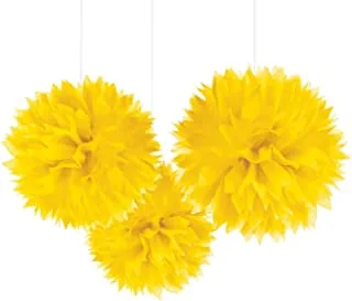 Yellow Sunshine Fluffy Tissue Decorations 3pcs