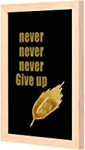 LOWHA never give up Wall Art with Pan Wood framed Ready to hang for home, bed room, office living room Home decor hand made wooden color 23 x 33cm By LOWHA