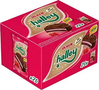 Ulker Halley Strawberry Cake, Red, 20 x 26 g - Pack of 1