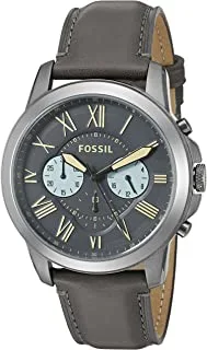 Fossil Men's Grant 44mm Brown Calfskin Band Steel Case Quartz Watch