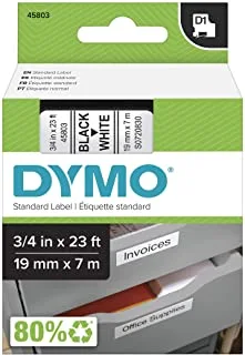 Dymo dys0720830 d1 label tape machine, 19 mm x 7 meter size, black/clear