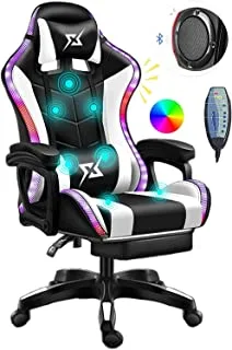 COOLBABY Gaming Chair LED Light Racing Chair,Ergonomic Office Massage Chair,Lumbar Support and Adjustable Back Bench ,Bluetooth Speaker