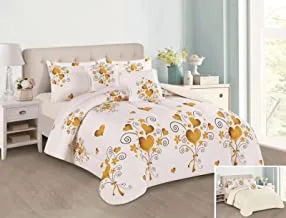 HOURS Medium Filling Floral Comforter 6 Piece Set King Size Rosemary-005 Multicolor