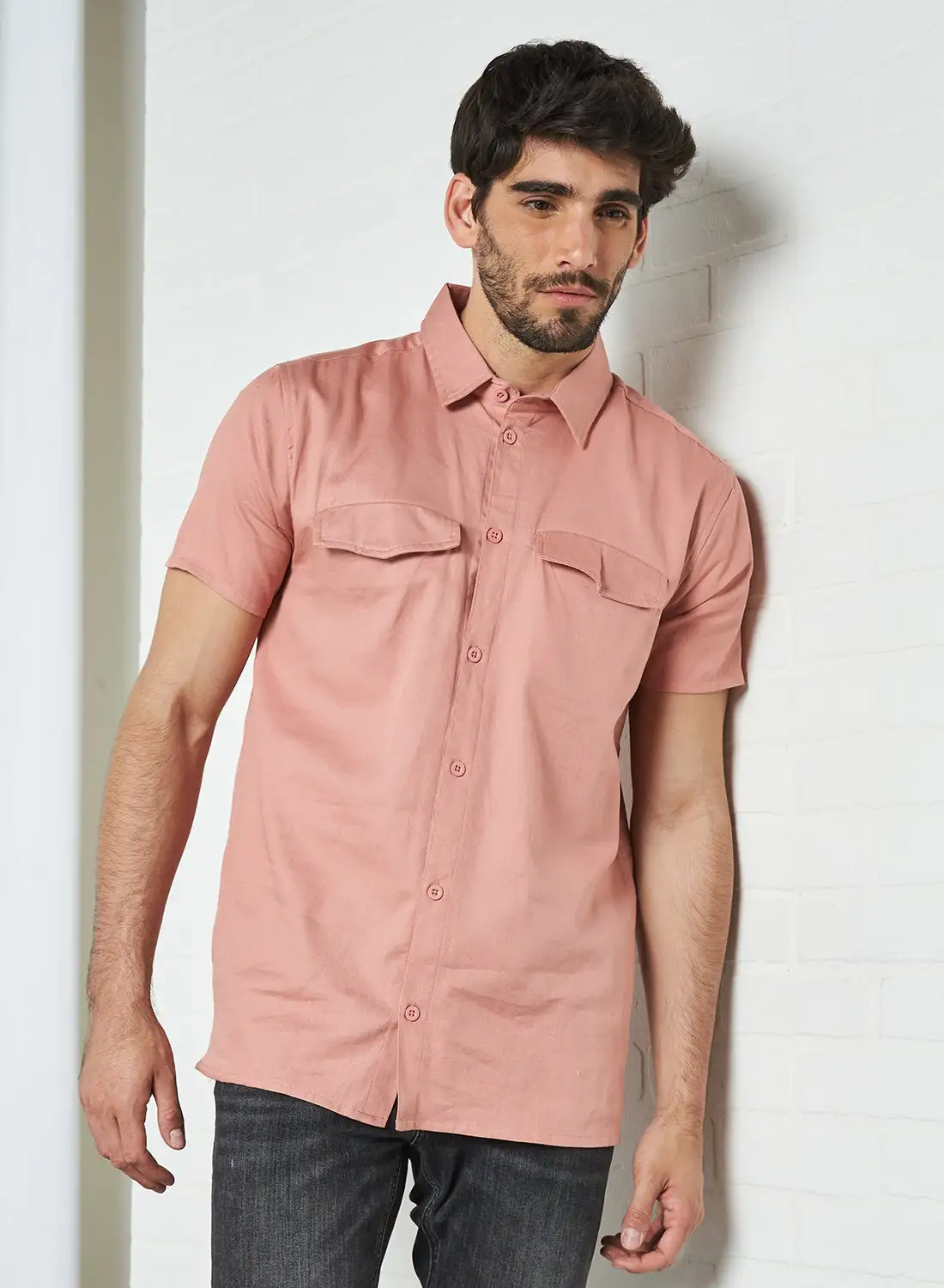 STATE 8 Basic Short Sleeve Shirt وردي