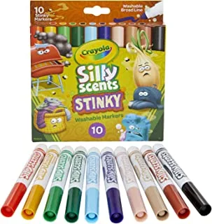 Crayola Silly Scents Stinky Washable Broad Line Markers, 10 Count