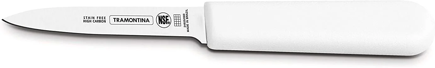 Tramontina Professional 3 Inches Paring Knife with Stainless Steel Blade and White Polypropylene Handle with Antimicrobial Protection