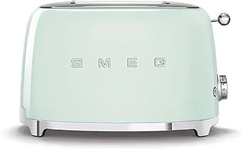 Smeg Tsf01Pguk, 50's Retro Style 2 Slice Toaster,6 Browning Levels,2 Extra Wide Bread Slots, Defrost And Reheat Functions, Removable Crumb Tray, Pastel Green, 1 Year Warranty