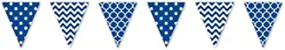 Amscan Bright Dots and Chevron Large Pennant Banner Bunting, 12 Feet Size, Royal Blue