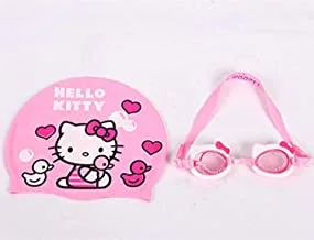 Swim Goggle Set (Cap+Goggle) He4005-Kc Pink Hello @Fs