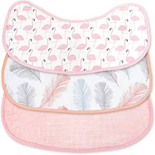 MOON Organic Burpy Cloth. (8 Layer)-Flamingo, Feather & pink