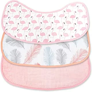 MOON Organic Burpy Cloth. (8 Layer)-Flamingo, Feather & pink