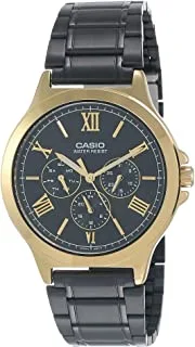 Casio Watch Men's Analog Multi Hands Black Dial Stainless Steel Black Ion Pated Band MTP-V300GB-1AUDF.