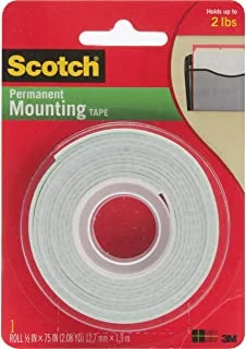 Scotch Indoor Mounting Tape, 1-Roll, White,1/2-In X 75-In - 110-3M