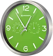 Bresser MyTime ND DCF Thermometer/Hygrometer Wall Clock, 25 cm Diameter, Green