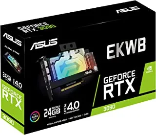 ASUS EKWB GEFORCE RTX 3090 24 جيجا بايت GDDR6X (PCIE 4.0 ، ذاكرة GDDR6X 24 جيجا بايت ، HDMI 2.1 ، تقنية AUTO-EXTREME ، لوحة حماية خلفية ، تصميم فتحة واحدة ، وكتلة مياه EK) ، أسود ، 90YV0F00-M0NM