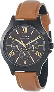 Casio Watch Men'sAnalog Multi Hands Brown Dial Leather Band MTP-V300BL-5AUDF.