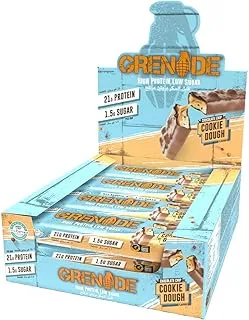 Grenade Chocolate Chip Cookie Dough High Protein, Low Sugar Bar, 60 g (Pack of 12)