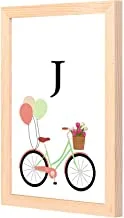 LOWHA J letter bike balloons Wall Art with Pan Wood framed Ready to hang for home, bed room, office living room Home decor hand made wooden color 23 x 33cm By LOWHA