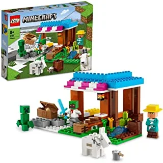 LEGO 21184 Minecraft The Bakery Modular Farm Village Building Set, Gift for Kids, Boys & Girls Aged 8 Plus with Diamond Toy Sword, Creeper & Goat Animal Figures